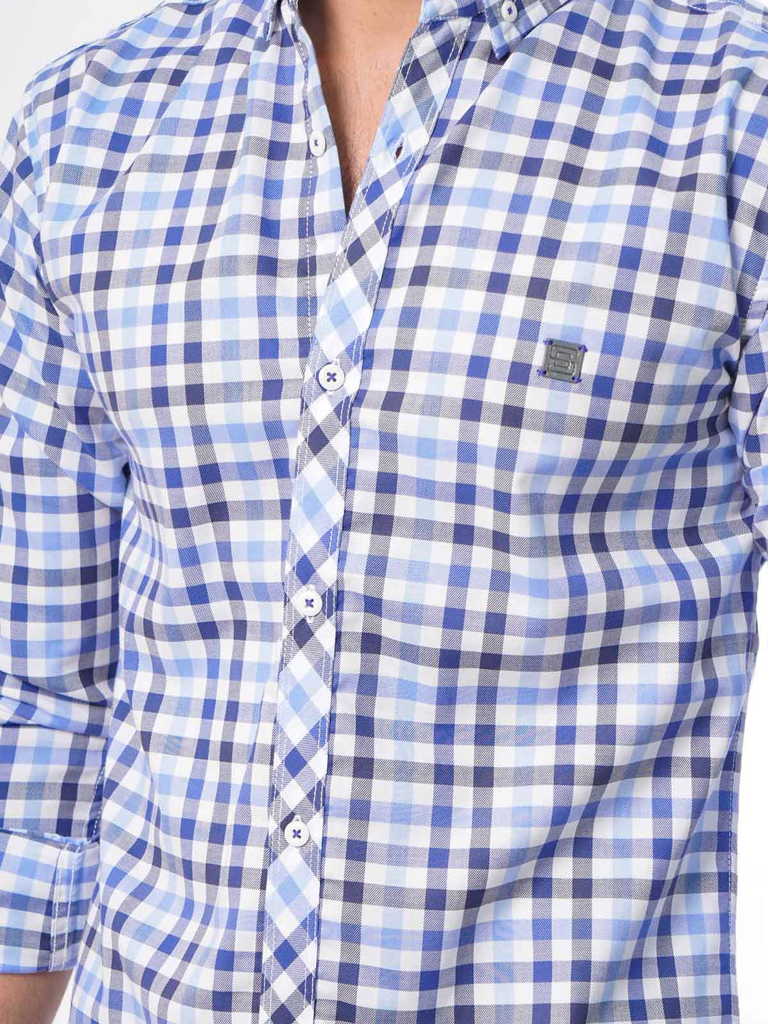 Multi Check Button Down Casual Shirt (CSC-022)