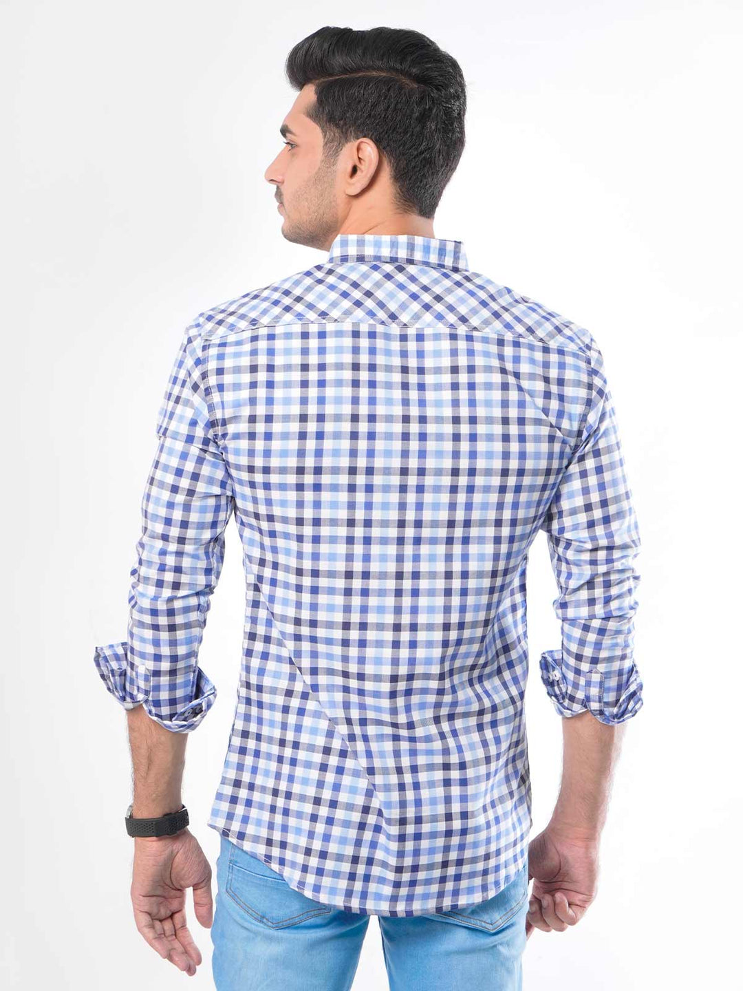 Multi Check Button Down Casual Shirt (CSC-022)