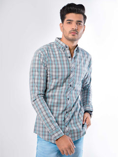 Multi Check Button Down Casual Shirt (CSC-023)