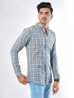 Multi Check Button Down Casual Shirt (CSC-023)