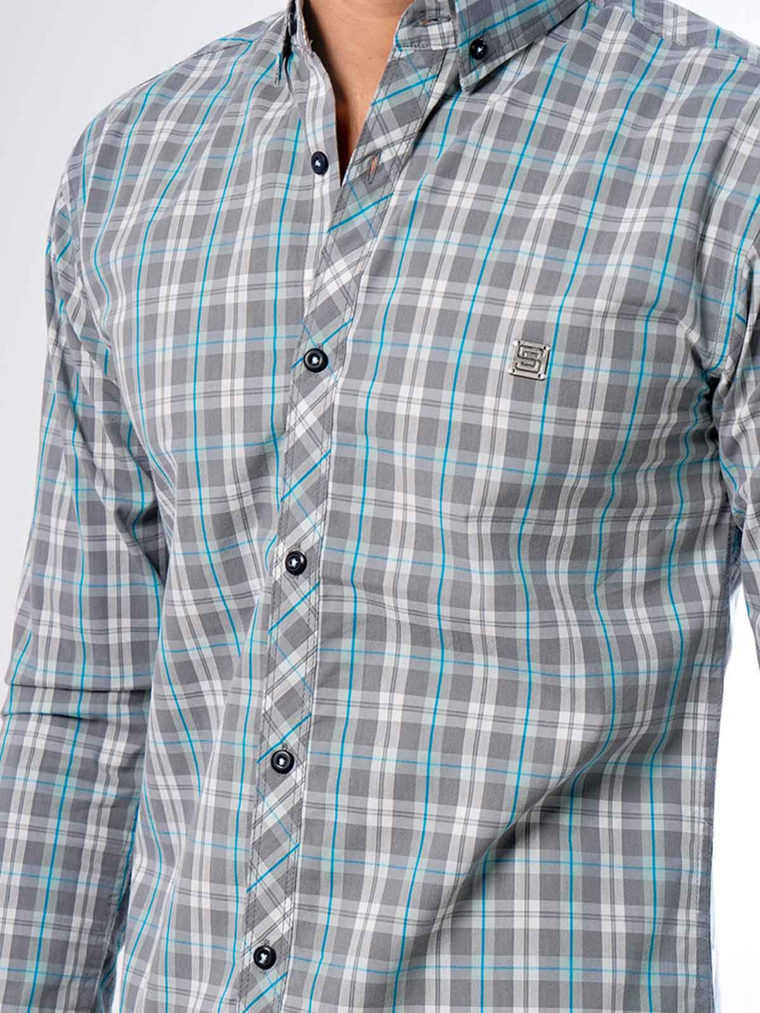 Multi Check Button Down Casual Shirt (CSC-023)