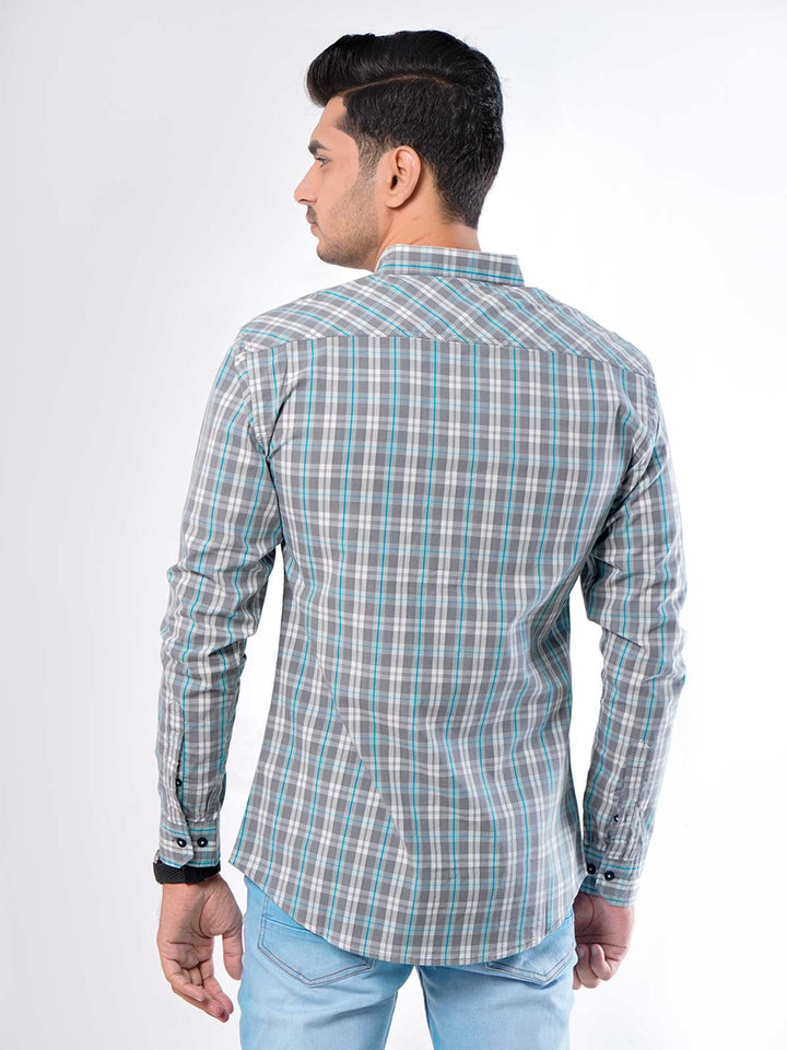 Multi Check Button Down Casual Shirt (CSC-023)