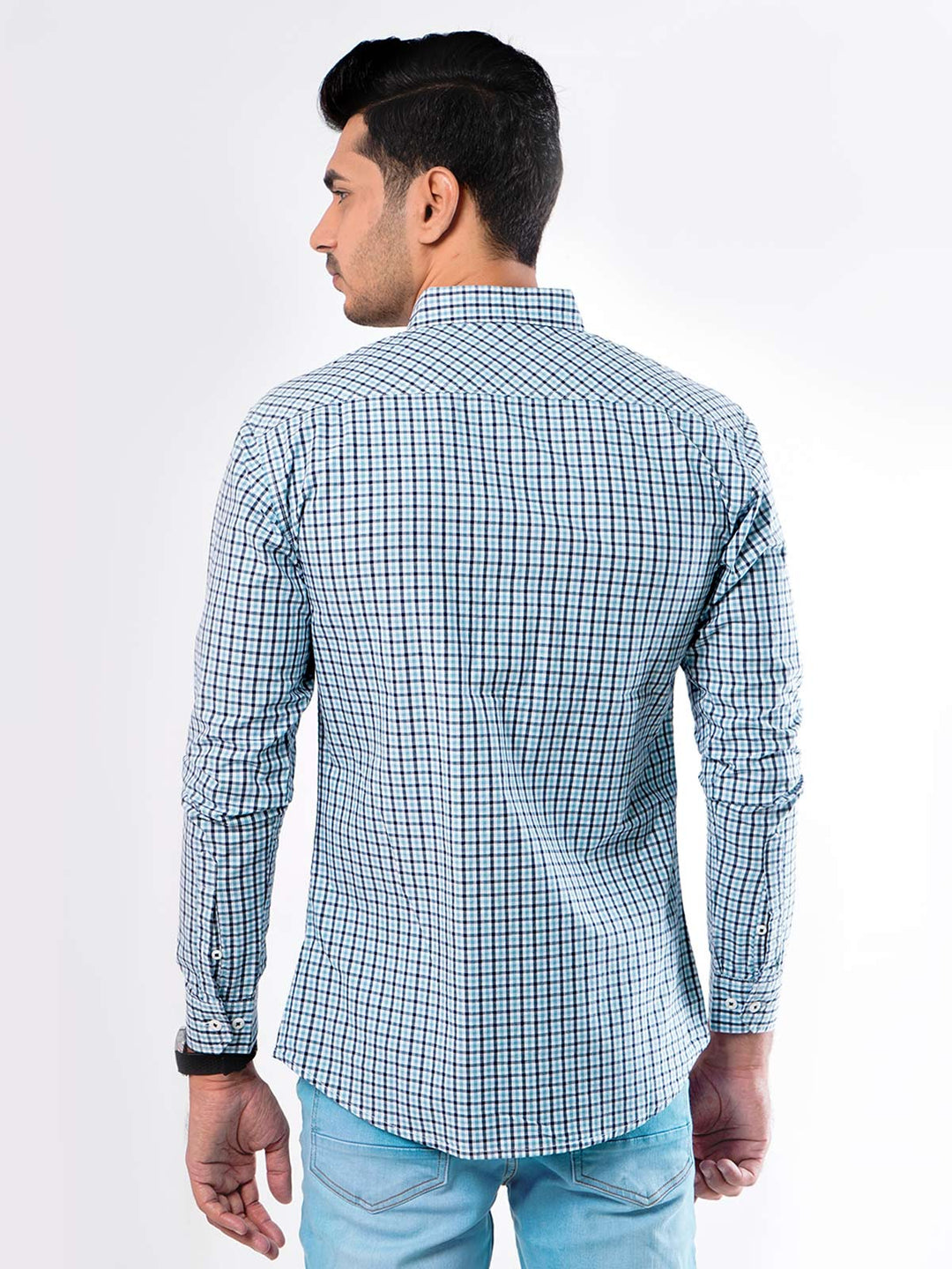 Multi Check Button Down Casual Shirt (CSC-025)