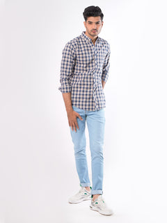 Multi Check Button Down Casual Shirt (CSC-027)