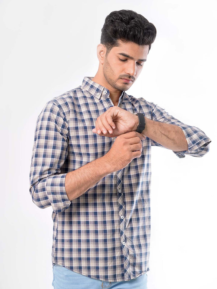 Multi Check Button Down Casual Shirt (CSC-027)