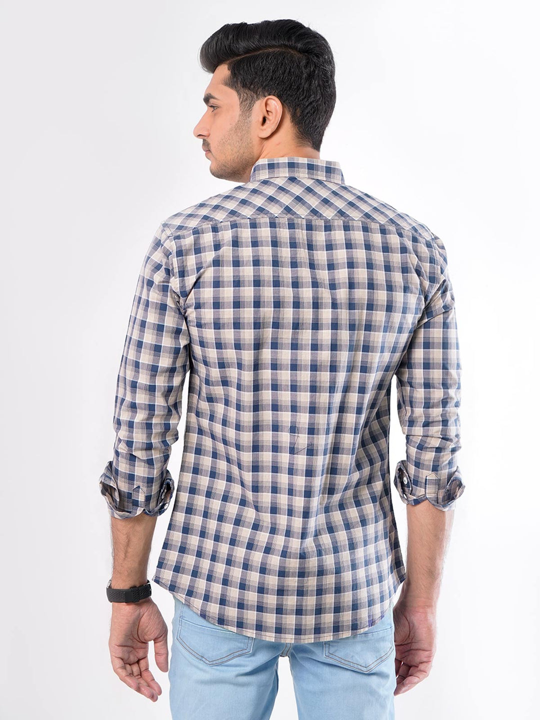 Multi Check Button Down Casual Shirt (CSC-027)