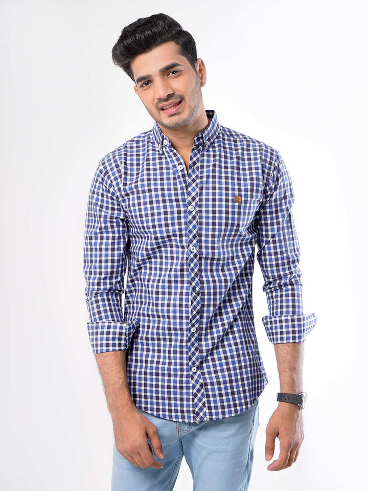 Multi Check Button Down Casual Shirt (CSC-028)