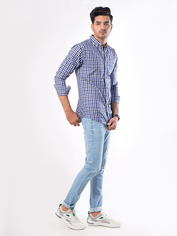 Multi Check Button Down Casual Shirt (CSC-028)