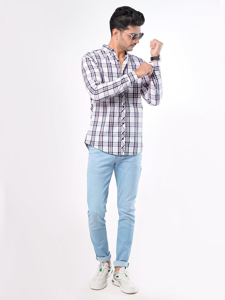 Multi Check Button Down Casual Shirt (CSC-030)