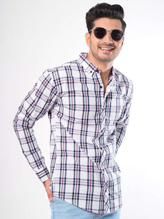 Multi Check Button Down Casual Shirt (CSC-030)