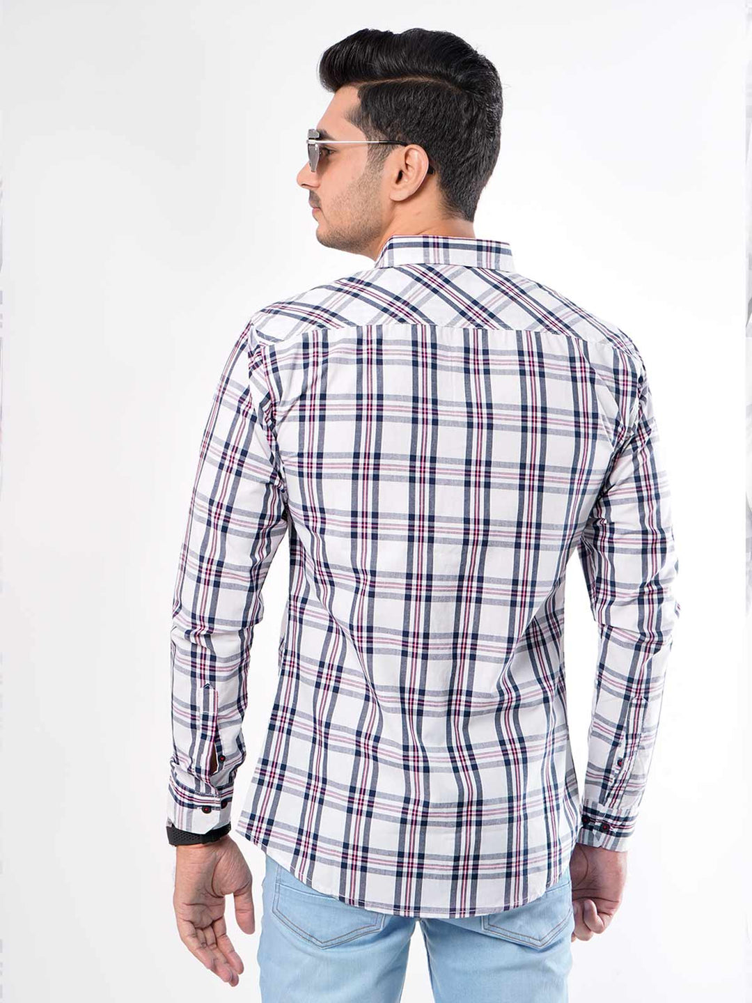 Multi Check Button Down Casual Shirt (CSC-030)