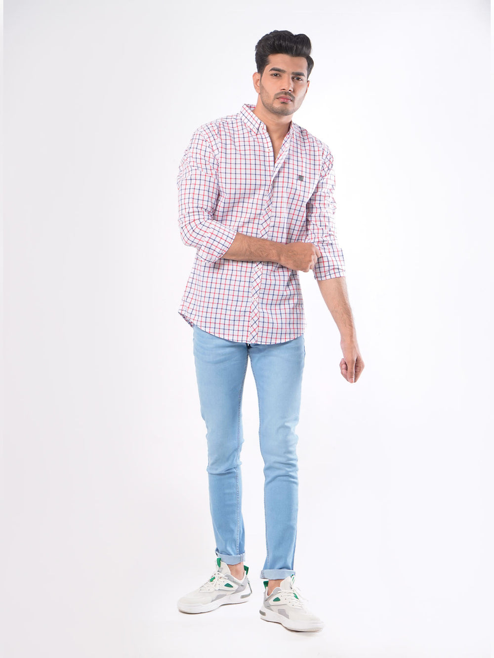 Multi Check Button Down Casual Shirt (CSC-031)