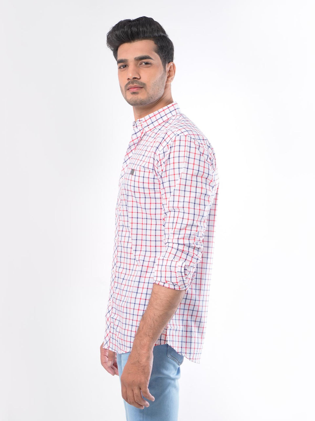 Multi Check Button Down Casual Shirt (CSC-031)