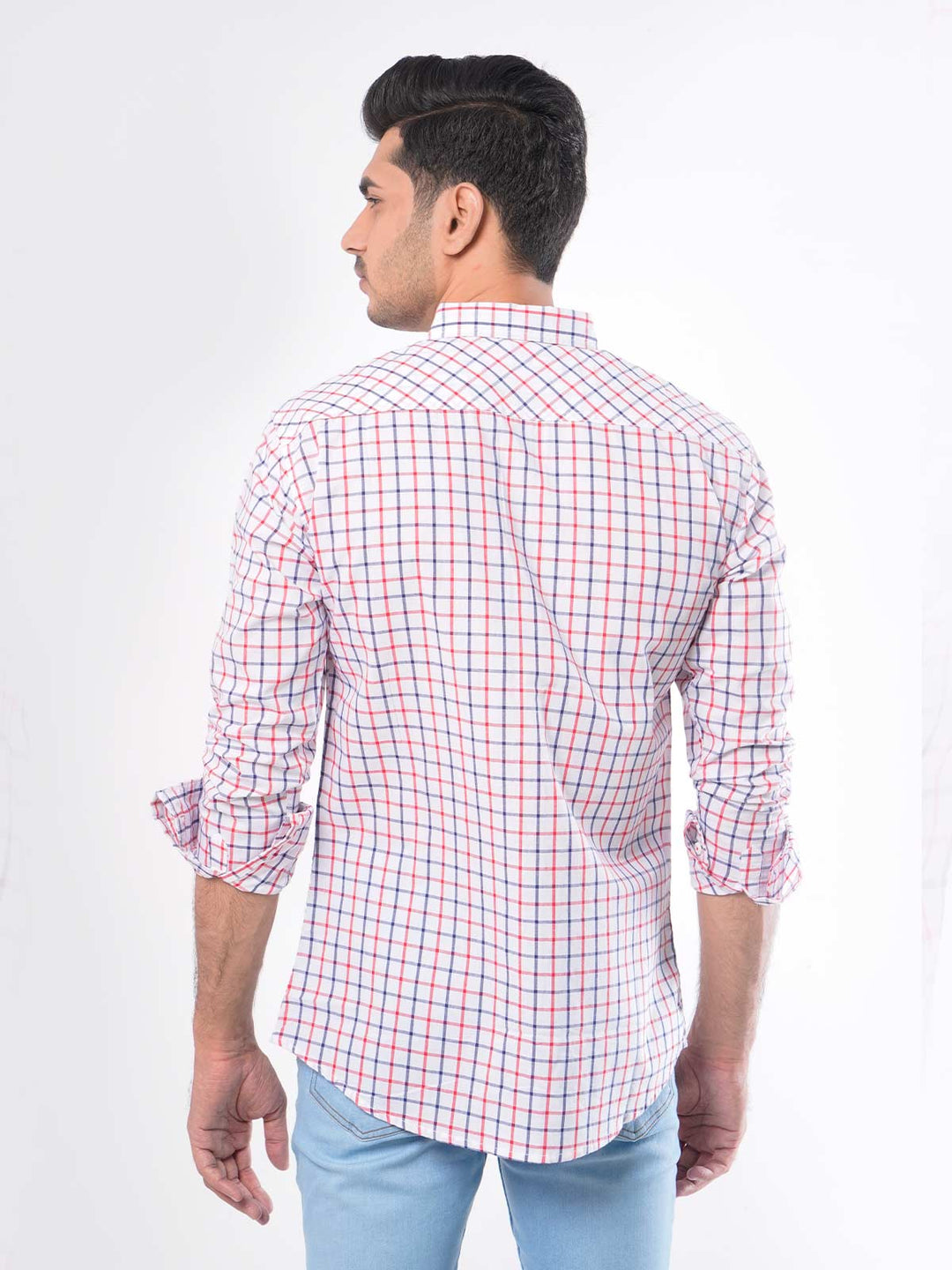 Multi Check Button Down Casual Shirt (CSC-031)