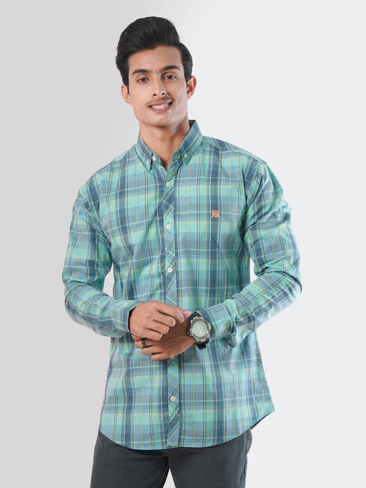 Multi Check Button Down Casual Shirt (CSC-037)