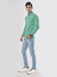 Green Check Button Down Casual Shirt (CSC-040)