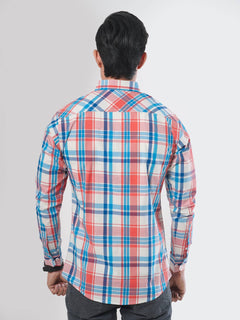 Red & Blue Check Button Down Casual Shirt (CSC-042)