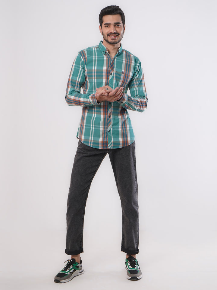 Multi Color Check Button Down Casual Shirt (CSC-049)