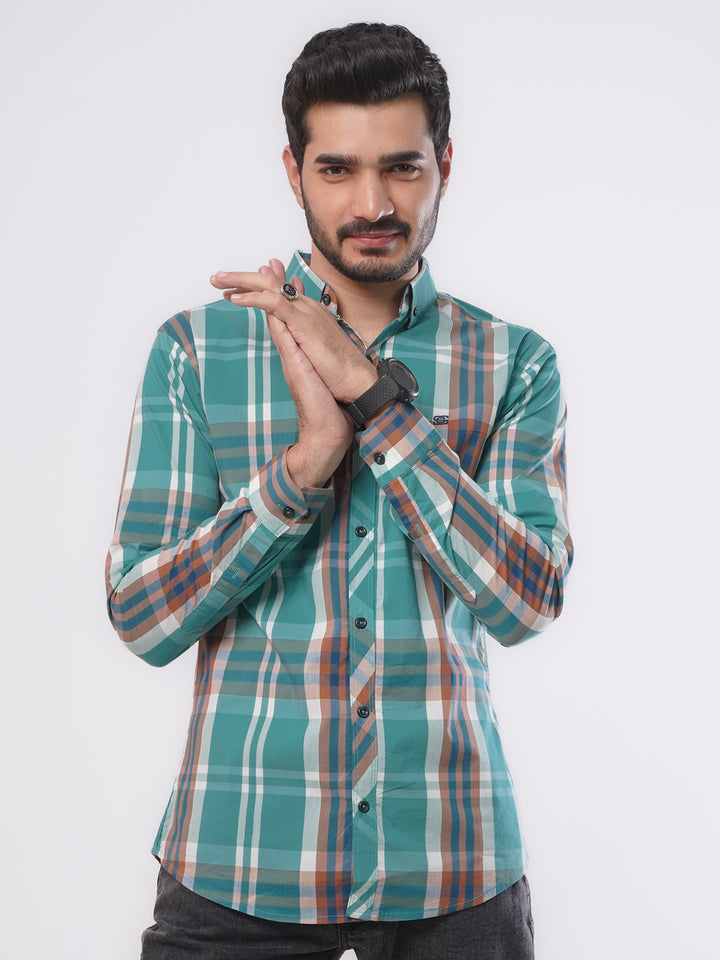 Multi Color Check Button Down Casual Shirt (CSC-049)