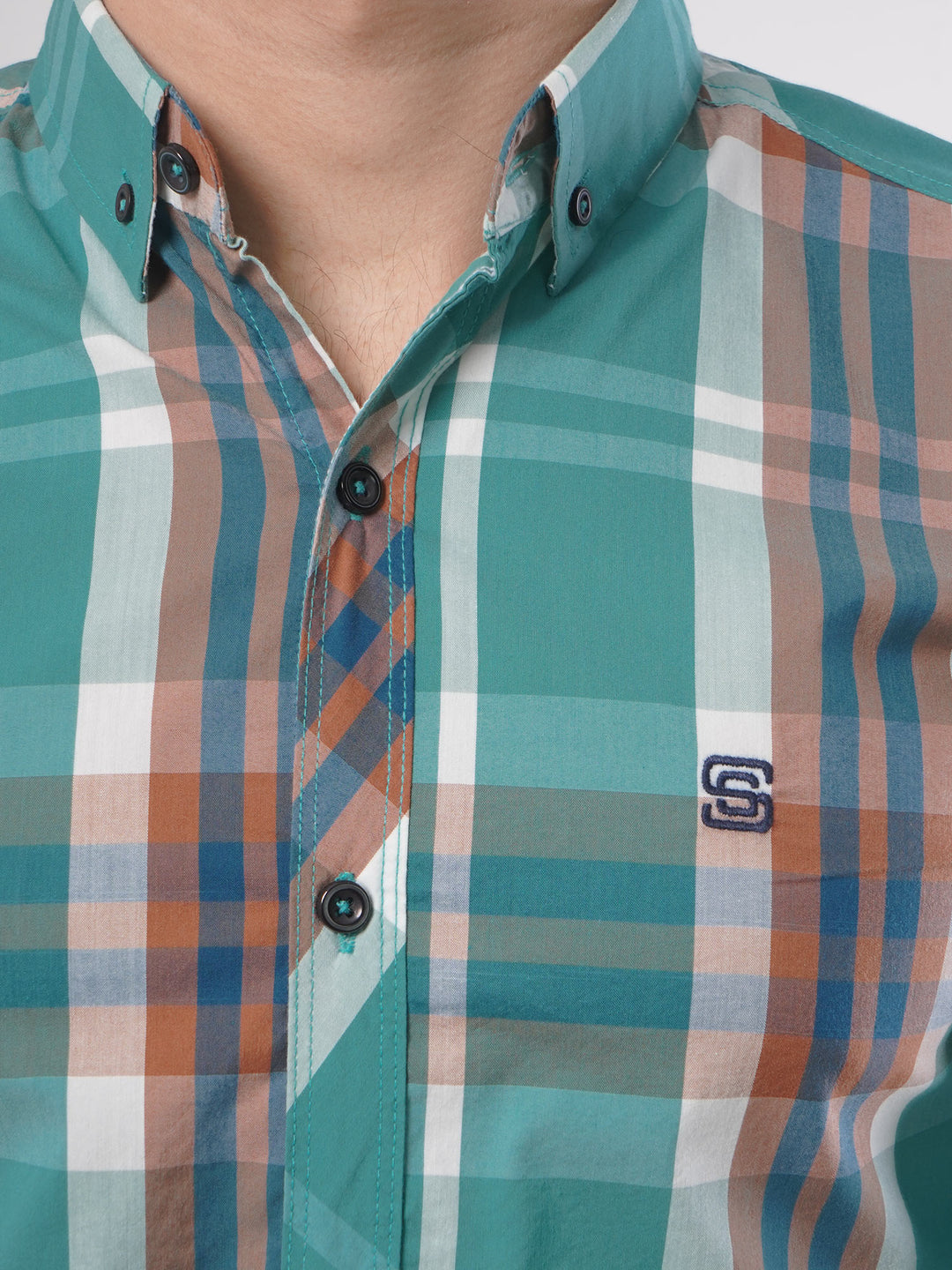 Multi Color Check Button Down Casual Shirt (CSC-049)