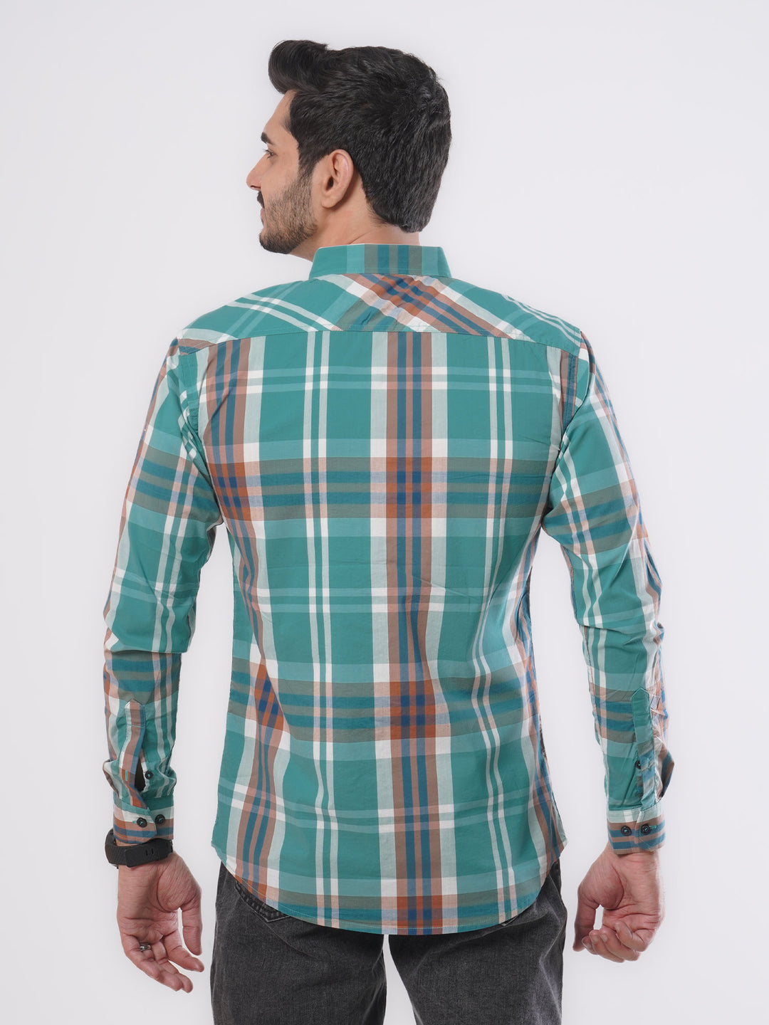 Multi Color Check Button Down Casual Shirt (CSC-049)