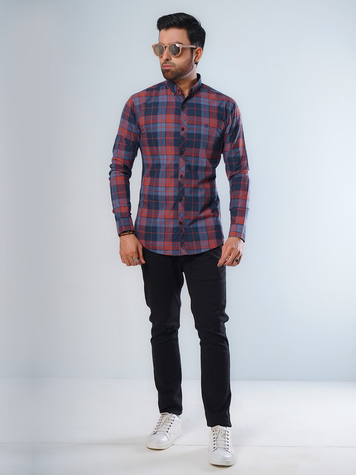 Multi Color Check Button Down Casual Shirt (CSC-054)