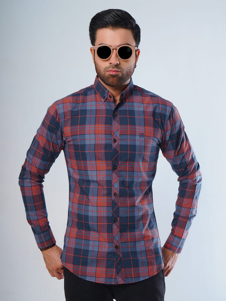 Multi Color Check Button Down Casual Shirt (CSC-054)