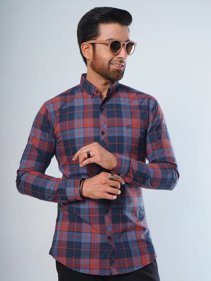 Multi Color Check Button Down Casual Shirt (CSC-054)