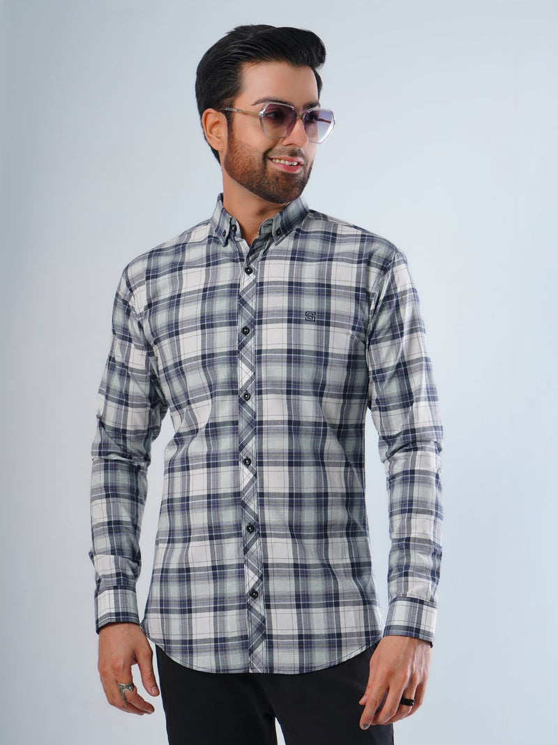 Multi Color Check Button Down Casual Shirt (CSC-056)