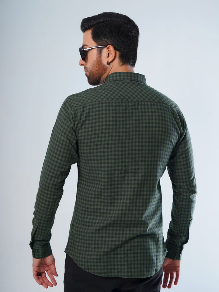 Dark Green & Navy Check Button Down Casual Shirt (CSC-057)