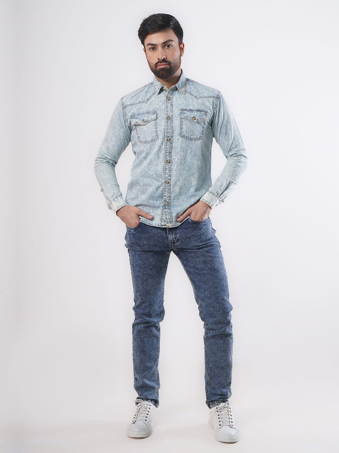 Denim Casual Shirt Mid Blue (CSD-004)