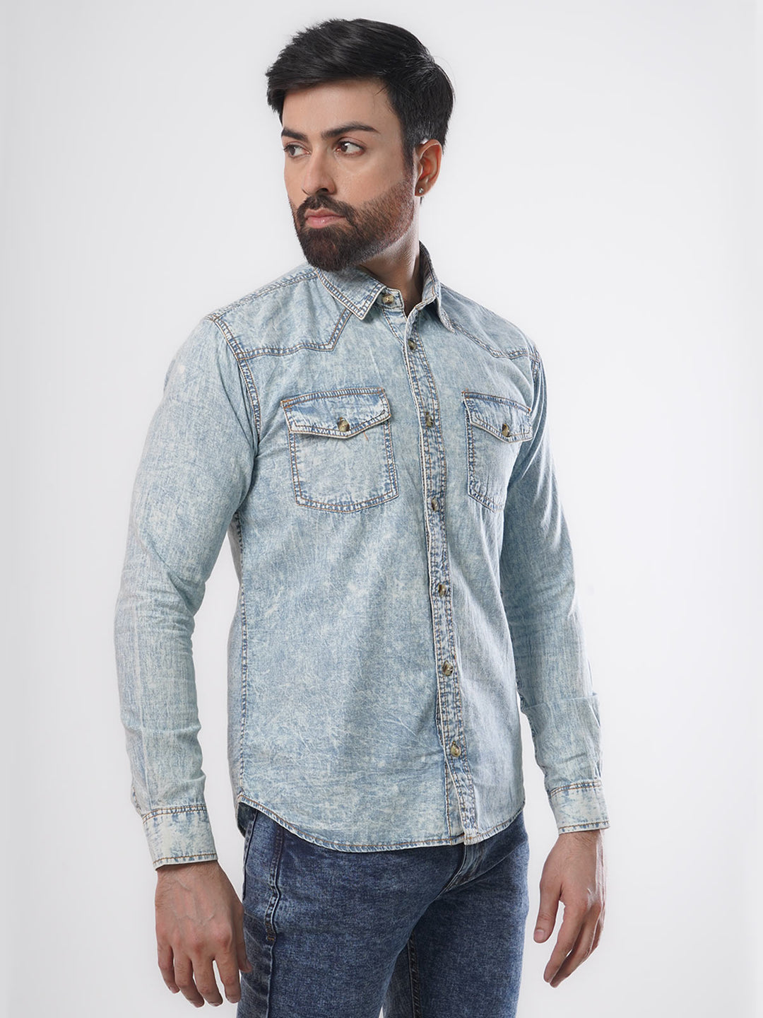 Denim Casual Shirt Mid Blue (CSD-004)