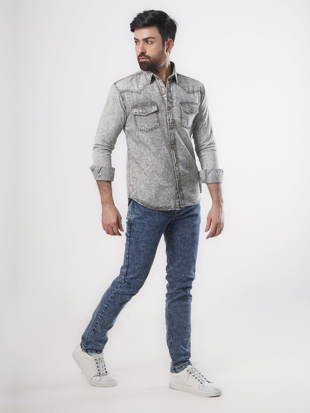 Denim Casual Shirt Grey (CSD-005)