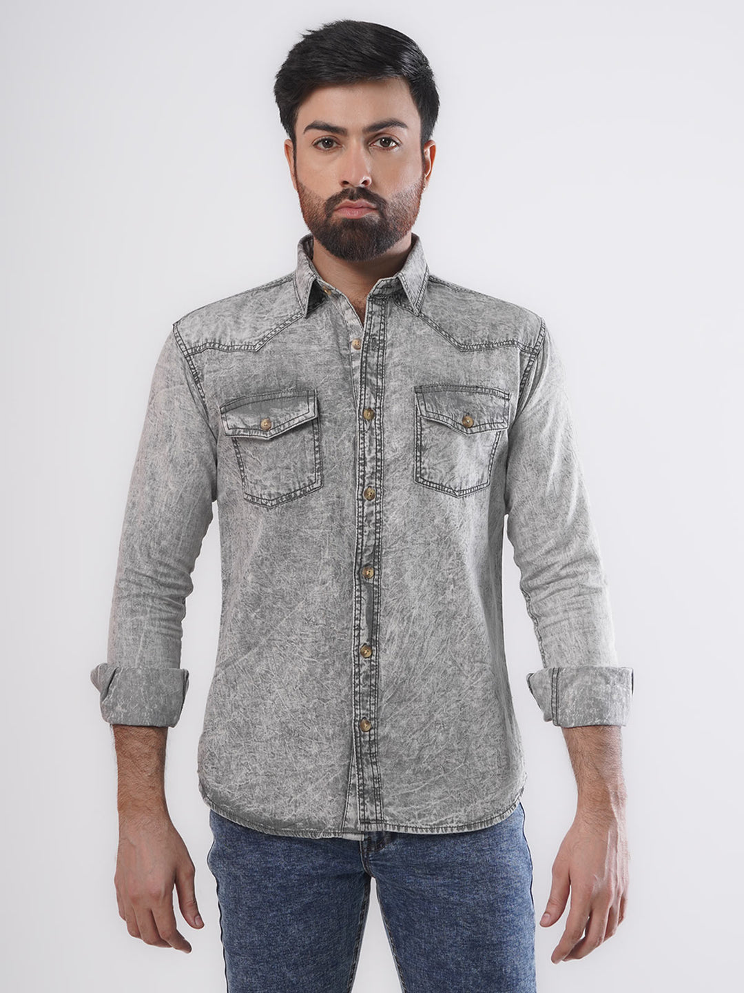 Denim Casual Shirt Grey (CSD-005)