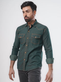 Denim Casual Shirt Dark Green (CSD-007)