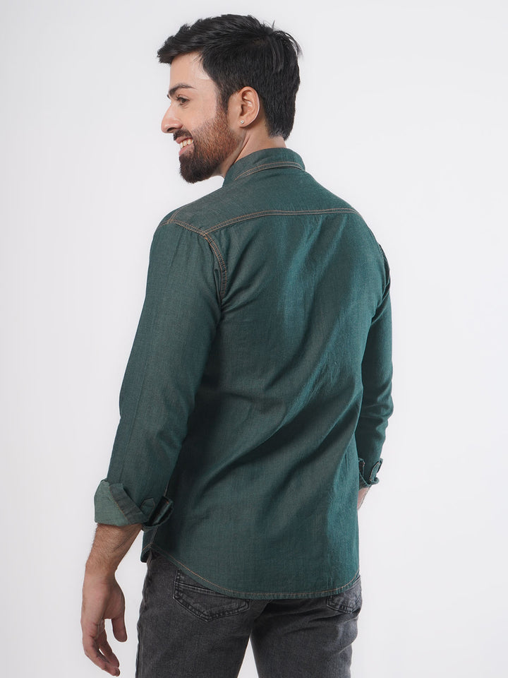 Denim Casual Shirt Dark Green (CSD-007)