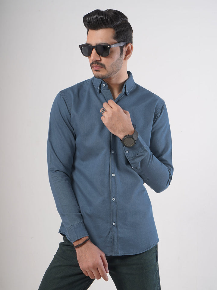 Light Blue Button Down Denim Casual Shirt (CSD-010)