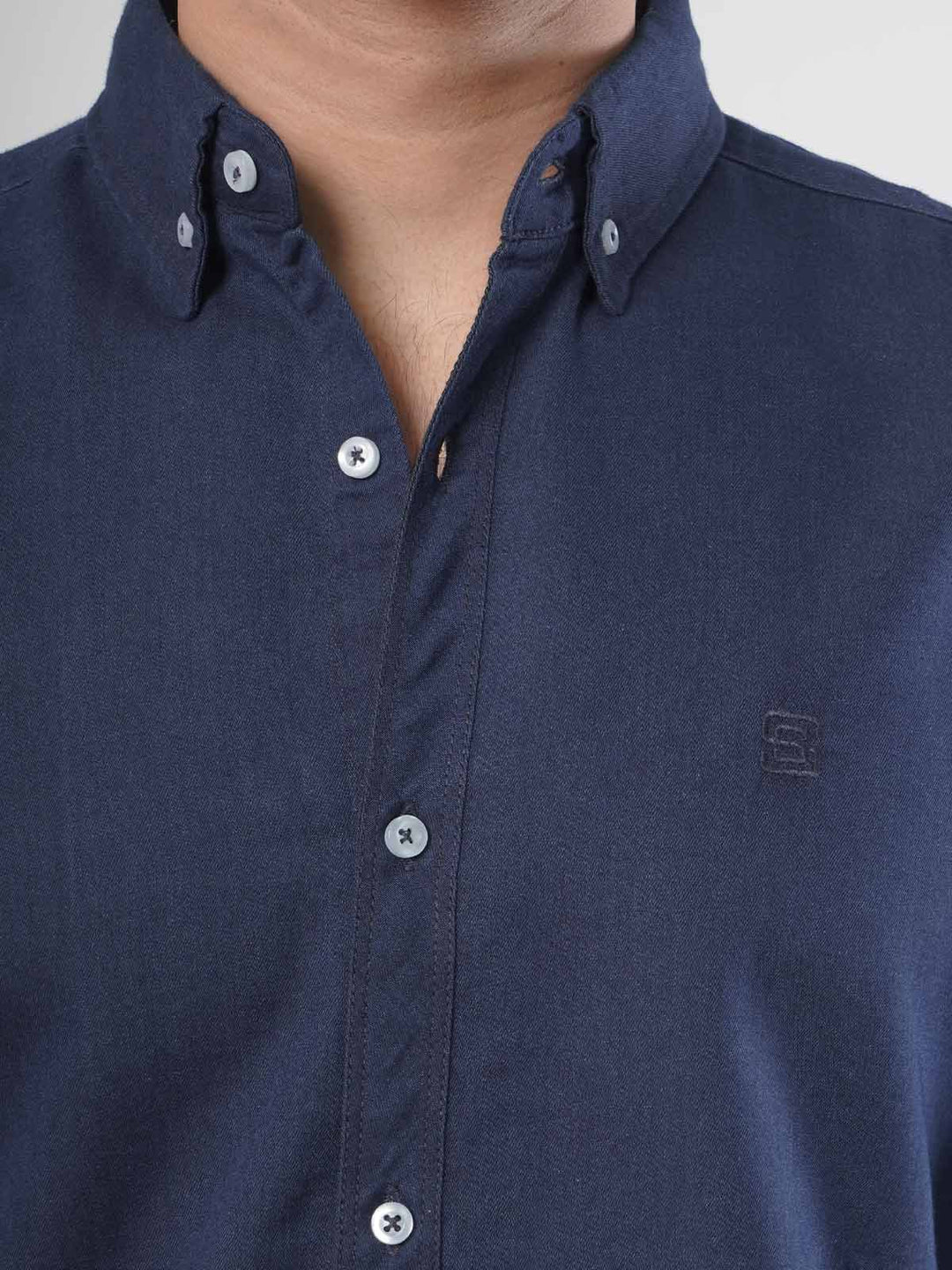 Navy Blue Button Down Denim Casual Shirt (CSD-011)