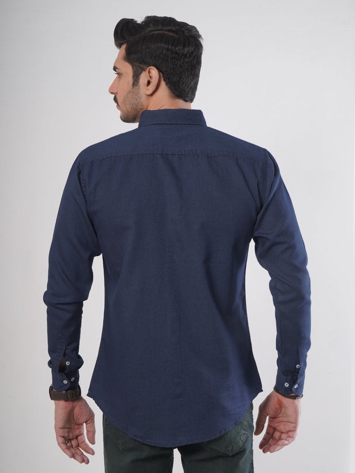 Navy Blue Button Down Denim Casual Shirt (CSD-011)