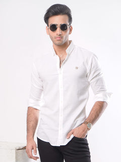 White Plain Button Down Knitted Casual Shirt CSK-102