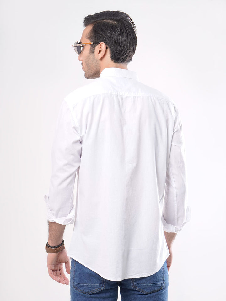 White Plain Button Down Knitted Casual Shirt CSK-115