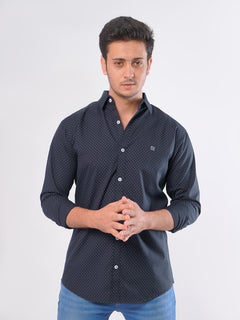 Dark Blue Printed  Casual Shirt (CSP-003)