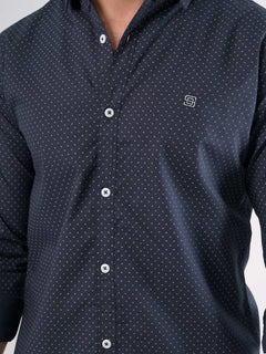 Dark Blue Printed  Casual Shirt (CSP-003)