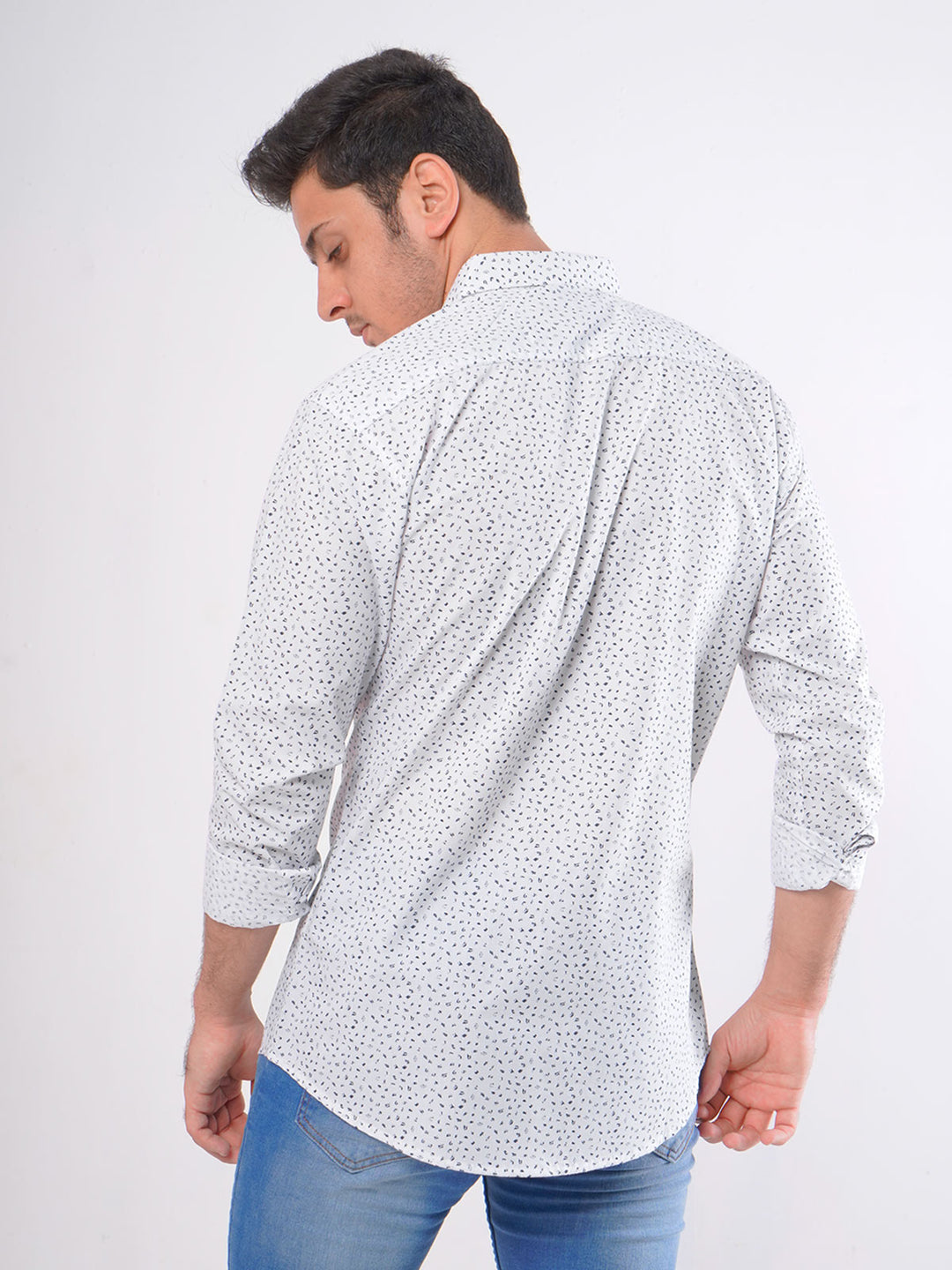 White Printed Casual Shirt (CSP-007)