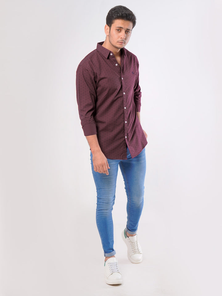 Maroon Printed Casual Shirt (CSP-009)