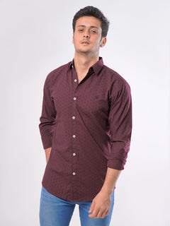 Maroon Printed Casual Shirt (CSP-009)