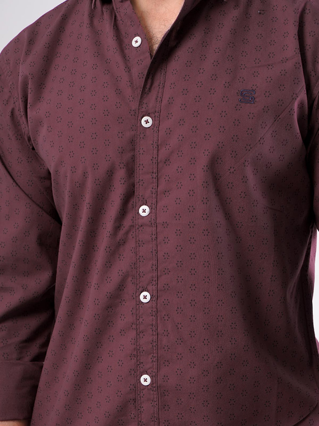 Maroon Printed Casual Shirt (CSP-009)