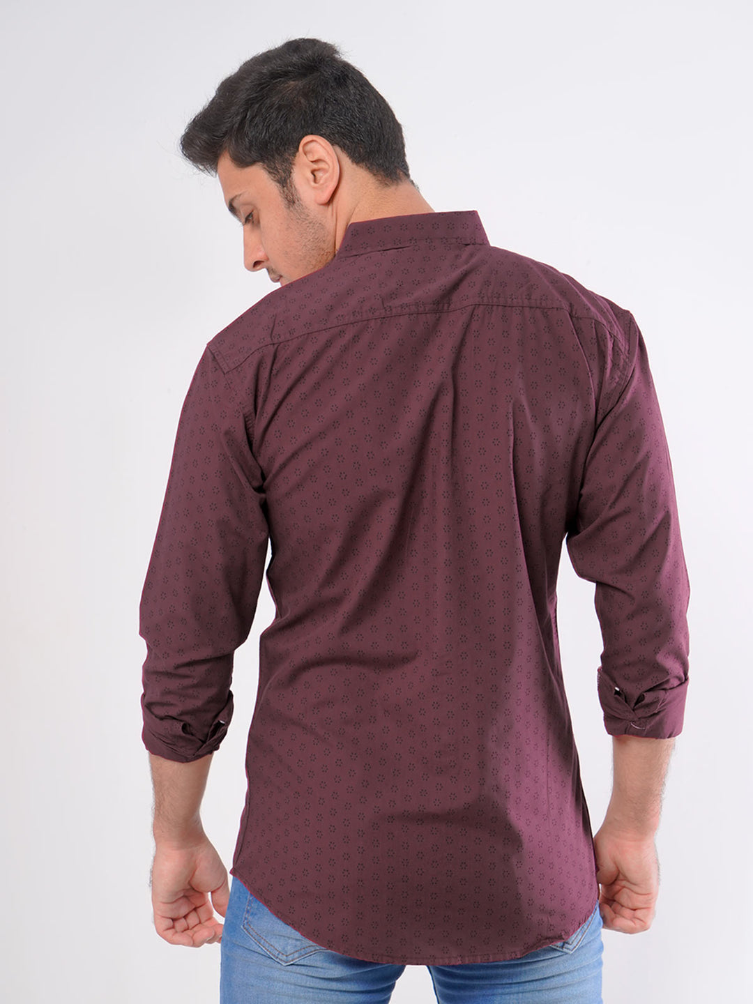 Maroon Printed Casual Shirt (CSP-009)