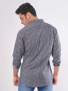 Navy Blue Printed Casual Shirt (CSP-011)