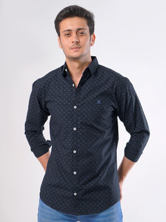 Navy Blue Printed  Casual Shirt (CSP-012)